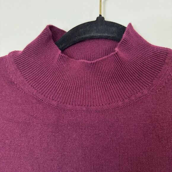 Ann Taylor Women's Small Geo Back Mixed Media Sweater plum/burgundy color - Picture 6 of 8